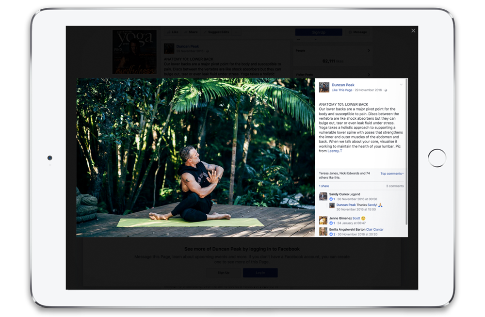 Duncan facebook post on iPad