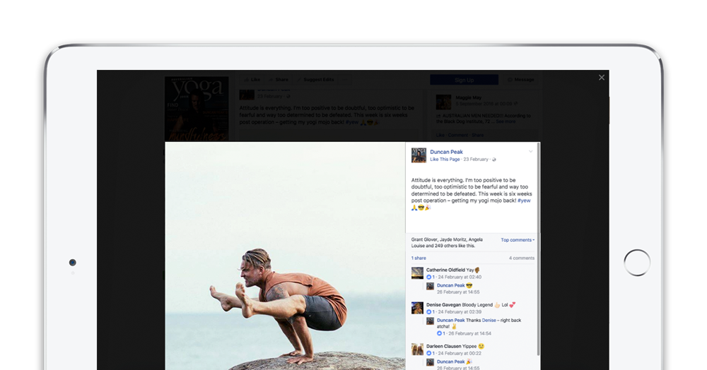 Duncan Facebook on iPad